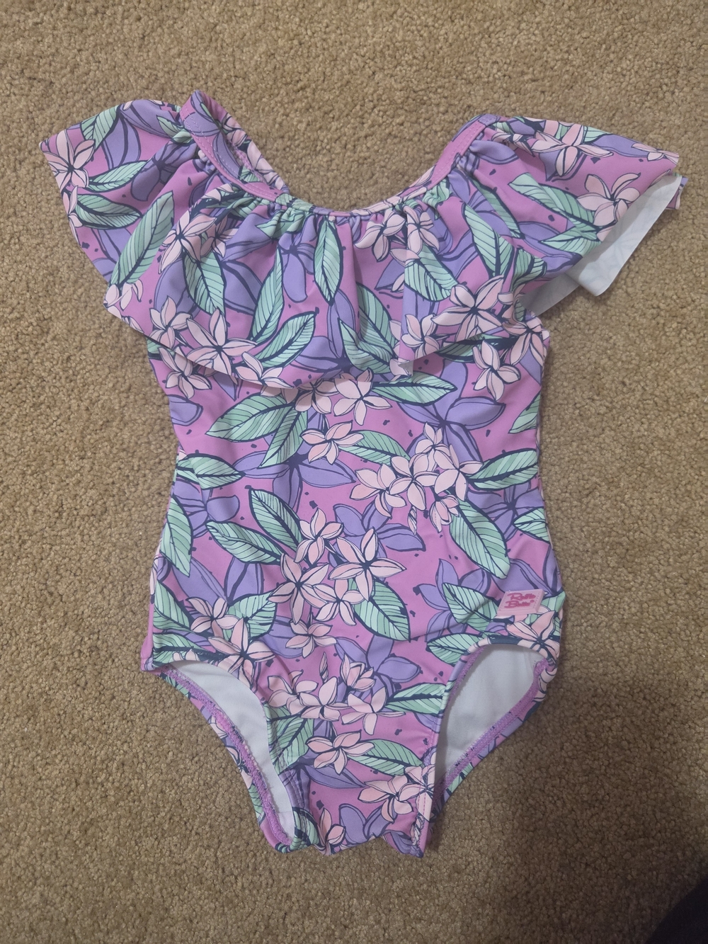 Ruffle Butts Purple Floral Ruffle One-Piece
